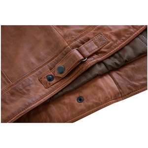 Blouson de motard en cuir haute performance pour homme, blouson moto ergonomique en cuir pour homme, blouson de motard classique en cuir marron pour homme - Product Image 4