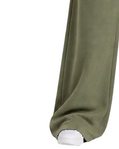 Olive Green Women <b>Wide</b> <b>Leg</b> Sweatpants High Waist Loose Fit Casual Streetwear <b>Lounge</b> Fleece Trousers With Drawstring Pockets - Product Image 3