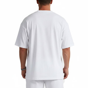 T-shirts pour hommes en gros, design personnalisé, coupe ample, tissu uni teint, respirant, surdimensionnés - Product Image 2