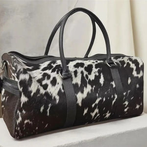 Bolsa de Viaje de Fin de Semana de Cuero Genuino de Primera Calidad con Cierre, Ligera y de Gran Capacidad LHODB-0055 - Product Image 1