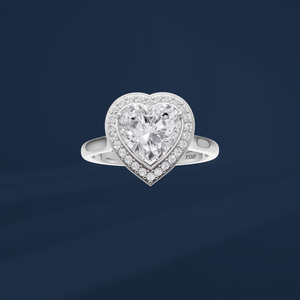 Anillo de Diamantes con Corte Corazón en Platino PT950, Anillo de Compromiso Romántico para Mujer con Halo de Diamantes Naturales, Joyería de Boda - Product Image 2