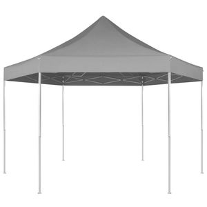 Gazebo Pieghevole in Acciaio 3,6m x 3,1m con Tettoia e Pergola Verniciata a Polvere Grigia - Product Image 1