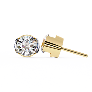 Pendientes de Lujo con Diamantes Cultivados en Laboratorio, Corte Redondo, Media Montura, E VS 1ct Cada Uno, Oro de 14K, Certificados IGI, para Regalo, Fiesta y Aniversario - Product Image 5