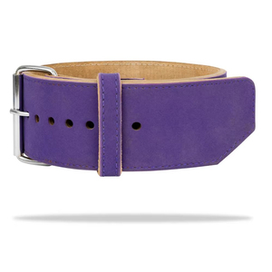 Wide Purple Casual Leather <b>Belt</b> with Alloy Double Pin Buckle and Tan Suede Inner Lining for Gym or Heavy Duty Use OEM - Product Image 3
