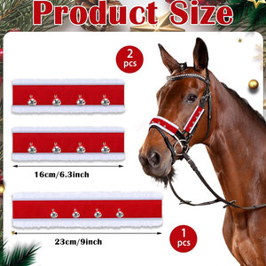 Correa de caballo de lana roja con cascabeles plateados y ribete blanco para equitación. - Product Image 2