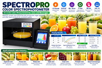 Spectrophotomètre portable à écran tactile pour analyse de couleur, analyseur de laboratoire, largeur de bande spectrale 400-700 nm pour la couleur des jus et des boissons