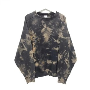 Black Bleach <b>Tie</b> Dye Sweatshirt Acid Wash Distressed Oversized Men Women Unisex Crewneck Pullover Grunge Streetwear Cotton OEM - Product Image 5