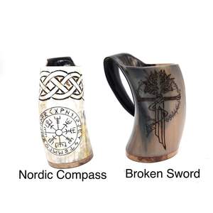 Gobelet Viking artisanal en corne de buffle naturelle, idéal pour la bière et le miad - Product Image 5