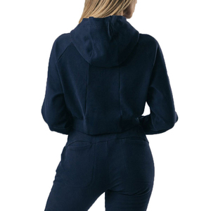 Sudadera Corta de Algodón Personalizada para Mujer, Unisex, con Forro Polar, Bordado, Cierre de Cremallera, Estilo Urbano, Holgada - Product Image 4