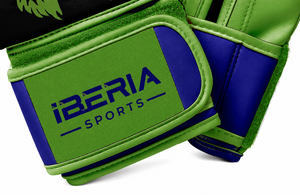 IBERIA Premium <b>Green</b> Boxing <b>Gloves</b> Blue Wolf Print Training <b>Gloves</b> PU <b>Leather</b> Custom Logo OEM Wholesale Sports Equipment - Product Image 5