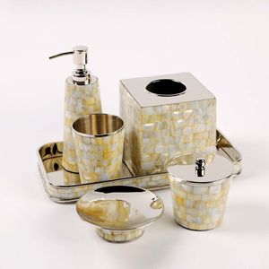 Ensemble de salle de bain exquis en nacre, accessoires décoratifs pour salle de bain, pour un style de salle de bain d'hôtel de luxe - Product Image 1