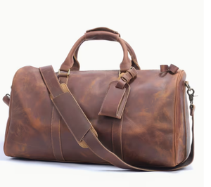 Bolsa de Viaje de Cuero Vintage, Bolsa de Gimnasio, Bolsa de Fin de Semana, Bolsa de Viaje con Cierre de Gran Capacidad, Bolso de Hombro, Bolsa de Viaje de Cuero - Product Image 3