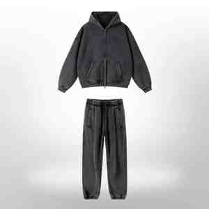 Conjuntos Deportivos Personalizados de Alta Calidad en Poliéster/Algodón, Sudadera con Capucha Vintage, Pantalones Deportivos, Estilo Jogger, Lavado Ácido, Impermeables, Unisex - Product Image 5