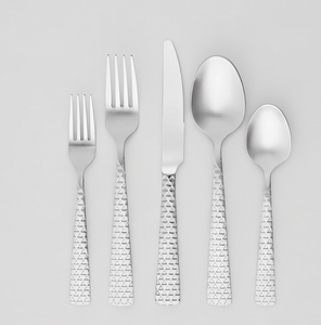 Ensemble de couverts modernes en acier inoxydable avec design de poignée géométrique, compatibles lave-vaisselle, couverts minimalistes pour les tables de mariage - Product Image 1