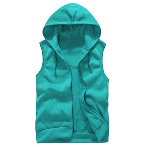 Wholesale Sleeveless Hoodie Vest Men Cotton Zip-Up Hooded Tank <b>Top</b> Custom Logo Bulk Order Gym Activewear Multicolor Options - Product Image 6