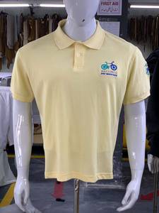 เสื้อโปโลชายสีเหลืองล้วนคุณภาพสูง แขนสั้น ผ้าฝ้าย 100% สไตล์ลำลอง ติดกระดุม - Product Image 2