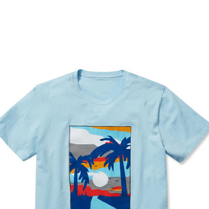 T-shirt décontracté pour homme, bleu clair, manches courtes, col rond, coupe classique, en jersey de coton, séchage rapide, respirant - Product Image 6
