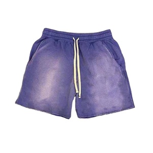 Pantalones cortos negros lavados con ácido con dobladillo crudo personalizado para mujer, ropa de calle suelta de peso pesado, patrón sólido, estilo informal, estilo Hip Hop - Product Image 1