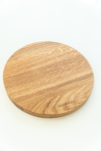 Handmade Oak Wood Serving <b>Tray</b>: Round Wooden Plate, Workspace Decor - Product Image 5