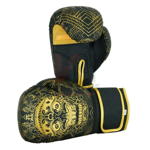 Guantes de boxeo de cuero sintético premium con muñequera larga y acolchado absorbente de impactos para entrenamiento profesional y de principiantes. - Product Image 3