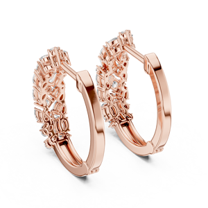 Pendientes de Aro de Moissanita en Oro Rosa con Múltiples Piedras Ovaladas, en Forma de Pera y Redondas, Joyería para Boda - Product Image 3