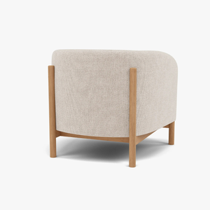 Fauteuil rembourré minimaliste moderne avec structure en teck massif, chaise longue en tissu - Product Image 3