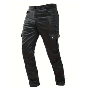 High Quality Manufacturer New Best Material Professional Logo New Design Men's Leather <b>Canvas</b> Casual Pants Elastic Waist - Product Image 1