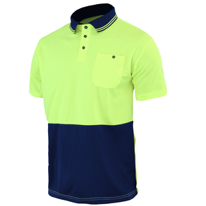 High Visibility Mens Workwear <b>Polo</b> Shirt Breathable Quick Dry Two Tone Contrast Safety Golf Tee with Pocket Custom Logo Uniform - Product Image 2