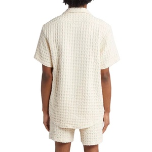 Custom Mens Summer Waffle <b>Knit</b> Shirt and Shorts <b>Set</b> Casual Two Piece Outfit Manufacturer - Product Image 5