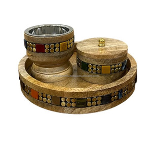 Chất lượng cao bằng gỗ inlay khảm bakhoor Burner Khay hộp thiết lập nhiều màu sắc lau Inlay Arabic mubkhar hộp medkhan hương khuếch tán - Product Image 1