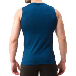 T-shirt sans manches pour homme en coton de qualité supérieure, logo personnalisé, coupe slim, t-shirt uni pour homme, t-shirts de sport - Product Image 5