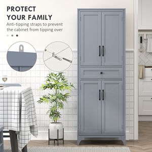 Dispensa da cucina grigia a 4 ante con cassetto e ripiani regolabili - Product Image 6