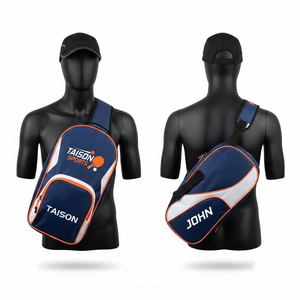 TAISON SPORTS Custom <b>Table</b> <b>Tennis</b> 600D PU Oxford 320 GSM Navy White Orange Panel Sling Bag Logo Print 30-40L - Product Image 1
