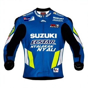 Joan Mir MotoCP <b>Racing</b> <b>Jacket</b> Zuzuki Custom Motorsport Vintage Style Cowhide Kangaroo Leather <b>Jacket</b>/Chaqueta - Product Image 1