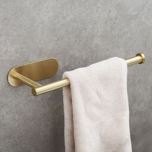 Adhesive Stainless Steel Towel and Toilet Paper Holder for 2 Roll Brushed Gold Lengthened Design - Product Image 1