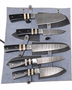 Ensemble de couteaux de chef en acier Damas à 67 couches, fabriqués à la main par BK Industries, 5 pièces, style japonais, manche en os pour droitier - Product Image 1