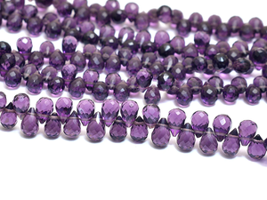 Cuentas de amatista AAA+ de 7x5 mm facetadas en forma de lágrima, cuentas de cuarzo natural de color hidro, piedras semipreciosas para joyería. - Product Image 3