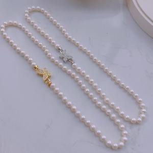 Collier de perles d'eau douce de 8-9 mm avec pendentif en forme de nœud, collier rond non nucléaire, bijoux délicats et élégants - Product Image 2