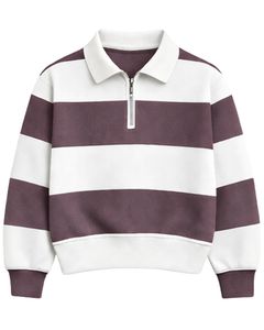 Sweat-shirt à col zippé rayé violet et blanc pour homme, pull en molleton décontracté pour l'hiver, fabricant OEM personnalisé - Product Image 1