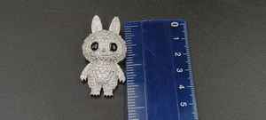 Colgante de Muñeco Labubu Adorable, Joyería HipHop, Colgante de Plata 925 con Incrustaciones de Moissanita VVS, Estilo Rapper, con Diseño de Personaje de Dibujos Animados - Product Image 2