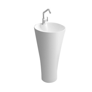 Lavabo sur pied en céramique rond moderne de luxe avec fonction de nettoyage facile - Product Image 1