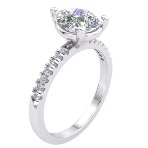 Divya Creations Women's 925S <b>Solid</b> <b>Silver</b> Rhodium Plated Classic Design Prong Setting Brilliant Cut Diamond Gemstone IGI Ring - Product Image 1