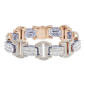 สร้อยข้อมือฮิปฮอป Iced Jewelz แบบ Cuban Miami ขนาด 20 มม. ประดับเพชรโมอิสซาไนต์ทรง Brilliant Cut คุณภาพ D VVS เงินแท้ 925 ชุบทอง - Product Image 1