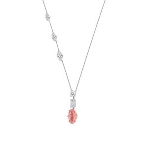 Pendentif en or blanc et rose bicolore avec diamants 14K, 5,60 CTW, diamants ovales cultivés en laboratoire, bijoux fins, cadeau pour femmes - Product Image 2