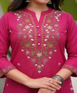 <b>Women</b> Traditional Vintage Cotton Rayon <b>Kurta</b> Set Dupatta Regular Fit Ethnic Wear India Pakistan Wedding Occasion 85898 - Product Image 3