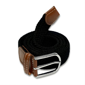 Cinturón liso para hombre, color negro, cómodo, ajustable, informal, suave, con correa elástica, elegante, moderno, para uso diario, calidad premium, duradero - Product Image 3