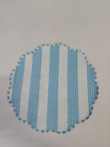 <b>White</b> Blue Stripe Cotton Quilted Thin Reversible Modern Customizable Machine Washable Multi-Shaped Placemats - Product Image 5