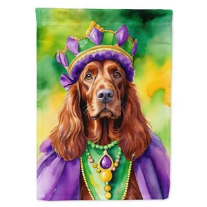 Irish Setter King Mardi Gras Drapeau de jardin multicolore Boîte aux lettres décorative et bannière de patio pour cour et pelouse Oeuvre pour parterres de fleurs - Product Image 1