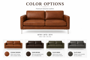 Mid-Century Modern Genuine Leather <b>Sofa</b> with Ultra Seat Cushion Slim Arms Balanced Proportions for Contemporary Living Spaces - Product Image 6