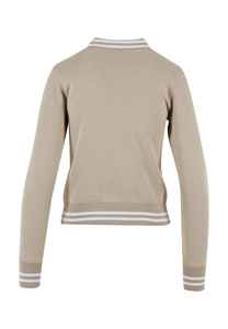 Women's Skin Varsity <b>Jacket</b> With <b>White</b> Sleeve Cuffs Solid Color Preppy Style Stand Collar Full Sleeve Regular Fit Autumn Wear - Product Image 4